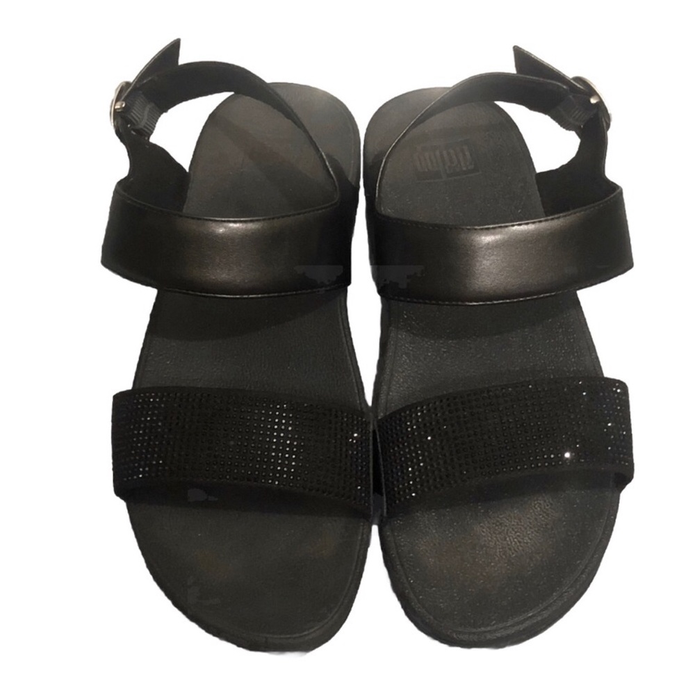 Fitflop Black Rhinestone Platform Sandals. Size 9.